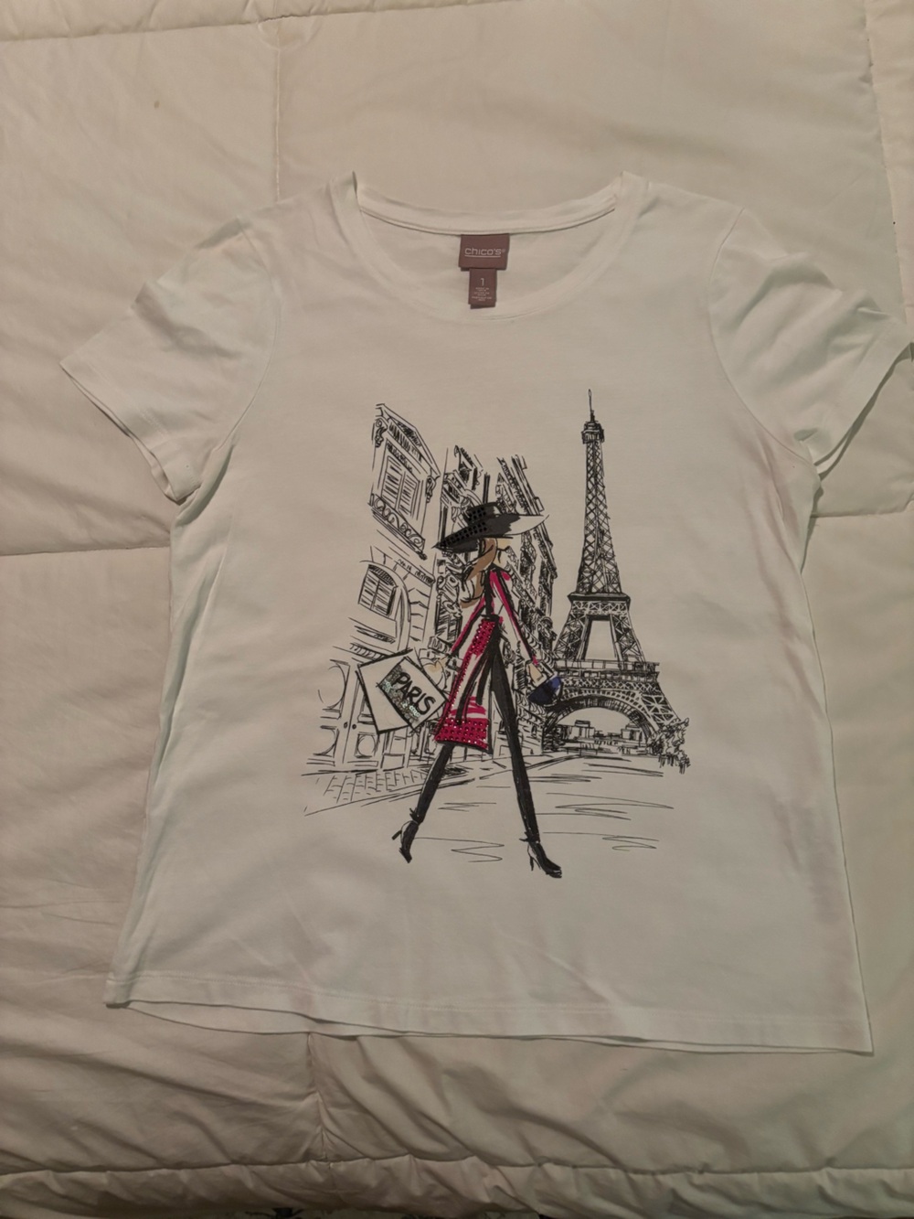 Chico's White Crew Neck T-Shirt